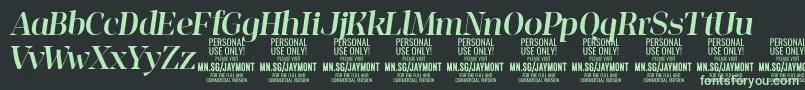 JaymontMei PERSONAL USE-fontti – vihreät fontit mustalla taustalla