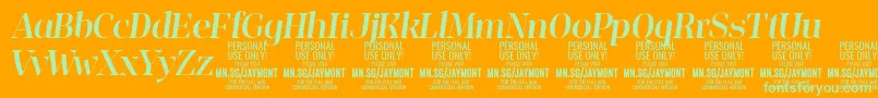 JaymontMei PERSONAL USE-Schriftart – Grüne Schriften auf orangefarbenem Hintergrund