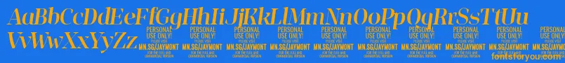 JaymontMei PERSONAL USE Font – Orange Fonts on Blue Background