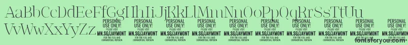 JaymontTh PERSONAL USE-fontti – mustat fontit vihreällä taustalla