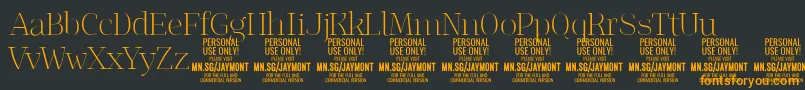 JaymontTh PERSONAL USE-fontti – oranssit fontit mustalla taustalla