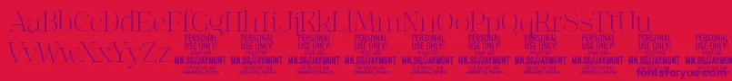 Czcionka JaymontTh PERSONAL USE – fioletowe czcionki na czerwonym tle