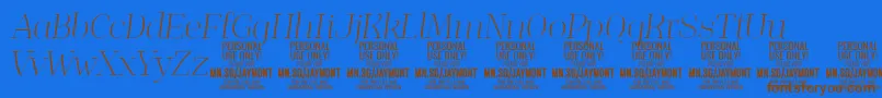 JaymontThi PERSONAL USE-Schriftart – Braune Schriften auf blauem Hintergrund