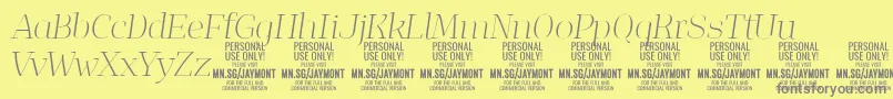 JaymontThi PERSONAL USEフォントについての詳細 フォントJaymontThi PERSONAL USE – 黄色の背景に灰色の文字