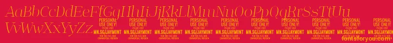 フォントJaymontThi PERSONAL USE – 赤い背景にオレンジの文字