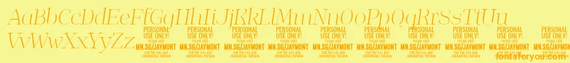 フォントJaymontThi PERSONAL USE – オレンジの文字が黄色の背景にあります。
