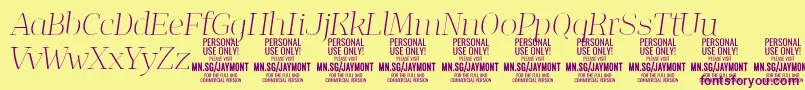 JaymontThi PERSONAL USE-Schriftart – Violette Schriften auf gelbem Hintergrund