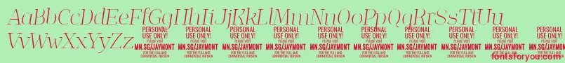 JaymontThi PERSONAL USE-Schriftart – Rote Schriften auf grünem Hintergrund