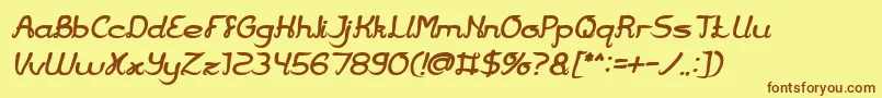フォントJazz Music Bold Italic – 茶色の文字が黄色の背景にあります。