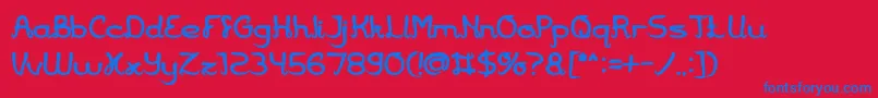 Fonte Jazz Music Bold – fontes azuis em um fundo vermelho