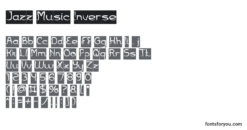 Fuente Jazz Music Inverse - alfabeto, números, caracteres especiales