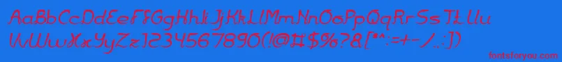 フォントJazz Music Italic – 赤い文字の青い背景