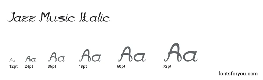 Größen der Schriftart Jazz Music Italic
