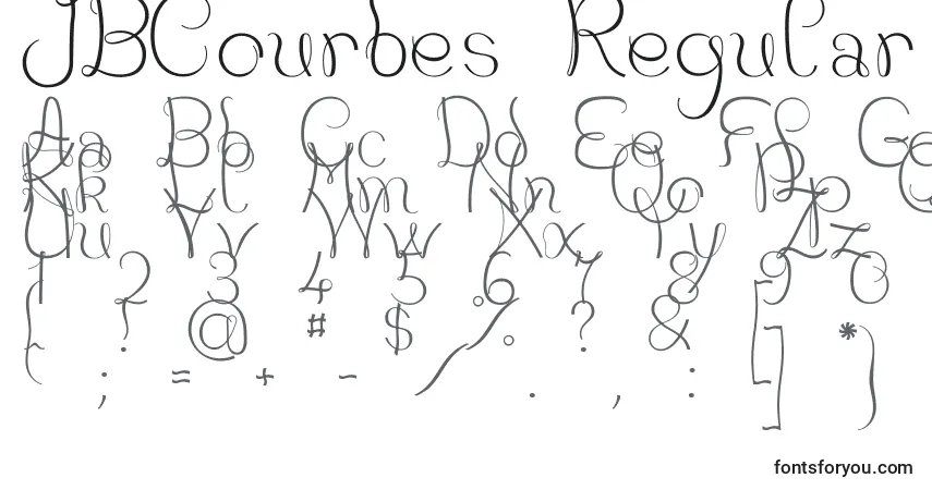 A fonte JBCourbes Regular – alfabeto, números, caracteres especiais