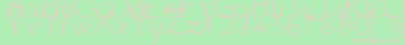 JBCourbes Regular-fontti – vaaleanpunaiset fontit vihreällä taustalla