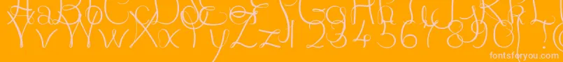 JBCourbes Regular-fontti – vaaleanpunaiset fontit oranssilla taustalla