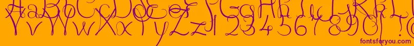 JBCourbes Regular-Schriftart – Violette Schriften auf orangefarbenem Hintergrund