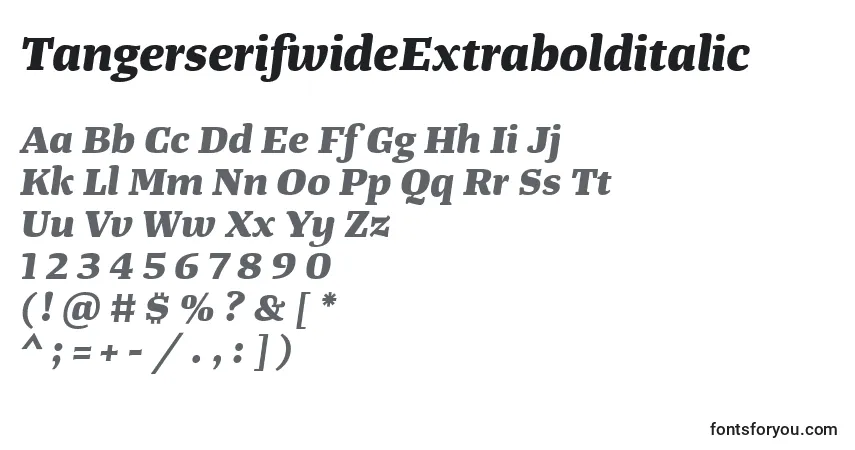 Schriftart TangerserifwideExtrabolditalic – Alphabet, Zahlen, spezielle Symbole