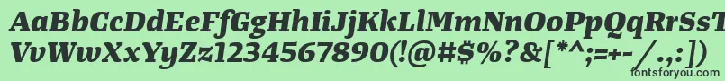 フォントTangerserifwideExtrabolditalic – 緑の背景に黒い文字