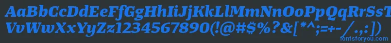 TangerserifwideExtrabolditalic Font – Blue Fonts on Black Background