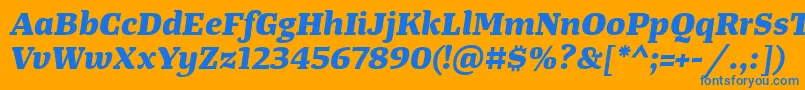 TangerserifwideExtrabolditalic Font – Blue Fonts on Orange Background