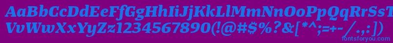 TangerserifwideExtrabolditalic Font – Blue Fonts on Purple Background