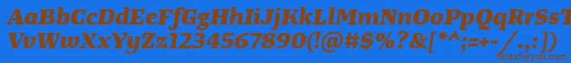 TangerserifwideExtrabolditalic Font – Brown Fonts on Blue Background