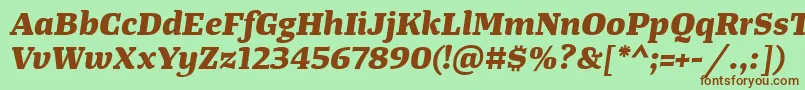 TangerserifwideExtrabolditalic Font – Brown Fonts on Green Background