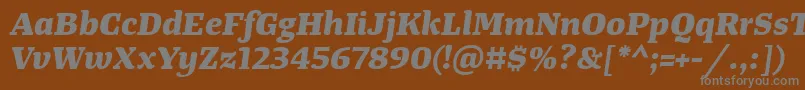 TangerserifwideExtrabolditalic Font – Gray Fonts on Brown Background