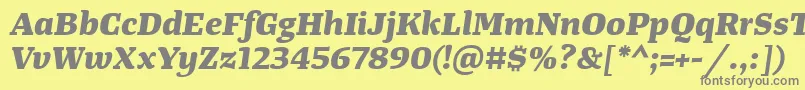TangerserifwideExtrabolditalic Font – Gray Fonts on Yellow Background