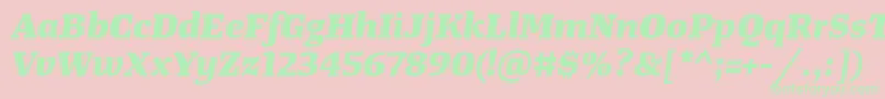 TangerserifwideExtrabolditalic Font – Green Fonts on Pink Background