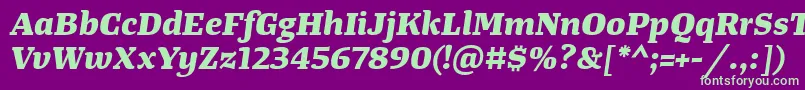 TangerserifwideExtrabolditalic Font – Green Fonts on Purple Background