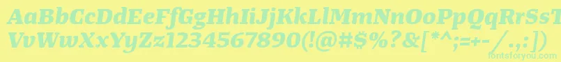 TangerserifwideExtrabolditalic Font – Green Fonts on Yellow Background
