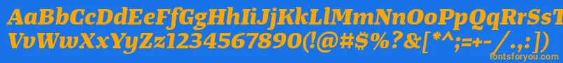 TangerserifwideExtrabolditalic Font – Orange Fonts on Blue Background