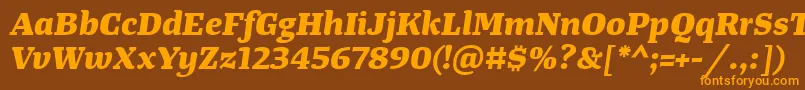 TangerserifwideExtrabolditalic Font – Orange Fonts on Brown Background