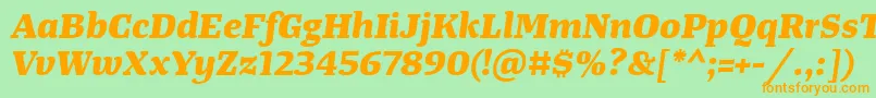 TangerserifwideExtrabolditalic Font – Orange Fonts on Green Background