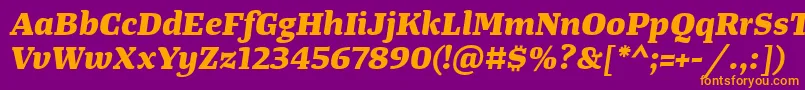 TangerserifwideExtrabolditalic Font – Orange Fonts on Purple Background