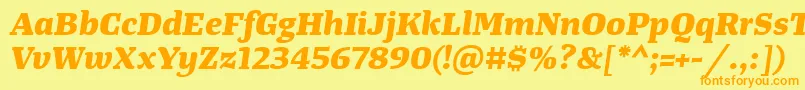 TangerserifwideExtrabolditalic Font – Orange Fonts on Yellow Background