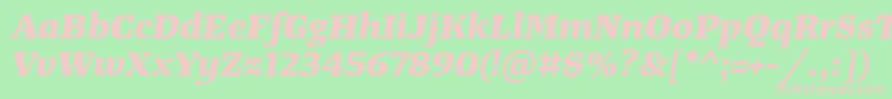 TangerserifwideExtrabolditalic Font – Pink Fonts on Green Background