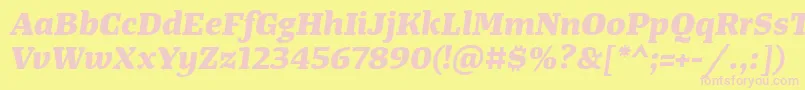TangerserifwideExtrabolditalic Font – Pink Fonts on Yellow Background