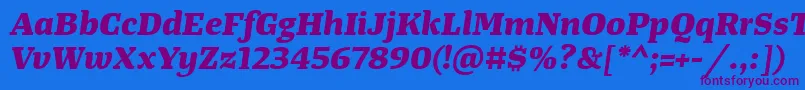 TangerserifwideExtrabolditalic Font – Purple Fonts on Blue Background