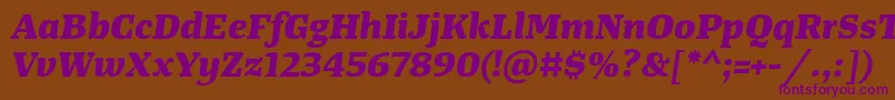 TangerserifwideExtrabolditalic Font – Purple Fonts on Brown Background