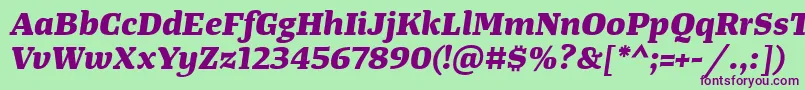 TangerserifwideExtrabolditalic Font – Purple Fonts on Green Background