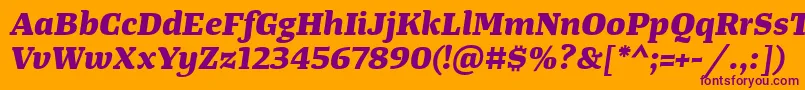 TangerserifwideExtrabolditalic Font – Purple Fonts on Orange Background