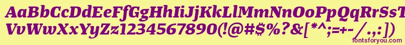 TangerserifwideExtrabolditalic Font – Purple Fonts on Yellow Background