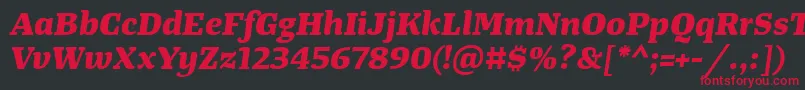 TangerserifwideExtrabolditalic Font – Red Fonts on Black Background