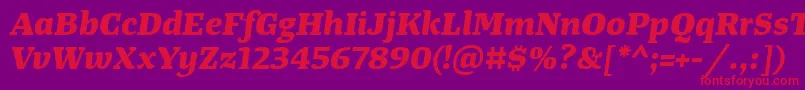 TangerserifwideExtrabolditalic-Schriftart – Rote Schriften auf violettem Hintergrund