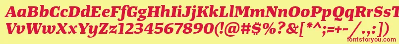TangerserifwideExtrabolditalic Font – Red Fonts on Yellow Background
