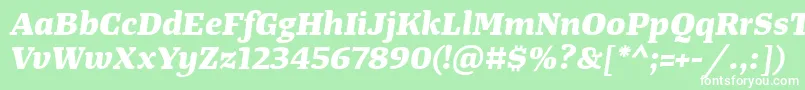 TangerserifwideExtrabolditalic Font – White Fonts on Green Background