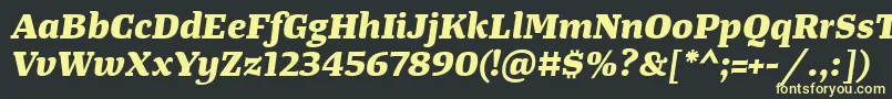 TangerserifwideExtrabolditalic Font – Yellow Fonts on Black Background